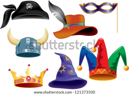 different funny hats for party, holidays and masquerade
