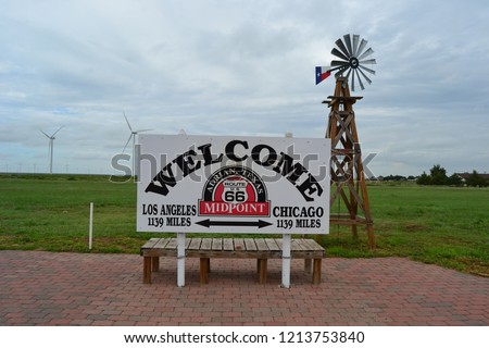 Middle point Route 66 USA Royalty-Free Stock Photo #1213753840
