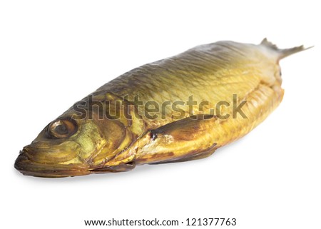 Smoked fish  isolated on white background
