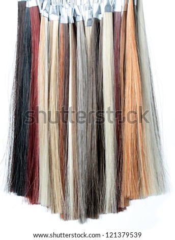 palette of hairs isolated on white background