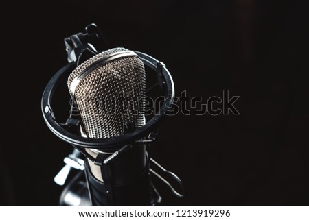 professional Studio condenser microphone on black background