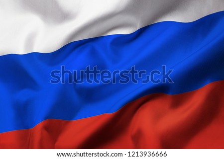 Satin texture of curved flag of Russia Royalty-Free Stock Photo #1213936666
