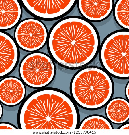 Seamless pattern with orange fruit slice graphics. Vector illustration. Ideal for wallpaper, packaging, fabric, textile, wrapping paper design and any kind of decoration.