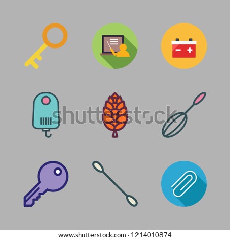 close icon set. vector set about mixer, key, cotton swab and cone icons set.