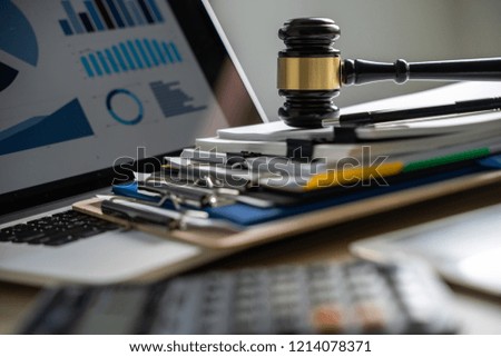 Judge and documents on office desk Legislation