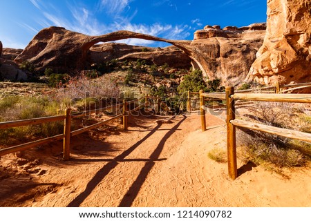 The natural beauty of Arches National Park in Utah along the Devils Garden hiking trail.