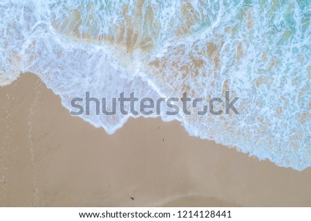Sea wave snad beach summer background aerial view