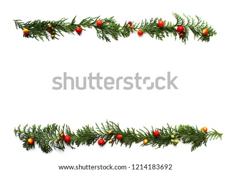 Christmas ornament of Hinoki cypress leaves, coral bush and Alpinia formosana nuts