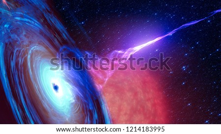 Abstract space wallpaper. Black hole with nebula over colorful stars and cloud fields in outer space. Elements of this image furnished by NASA. Royalty-Free Stock Photo #1214183995