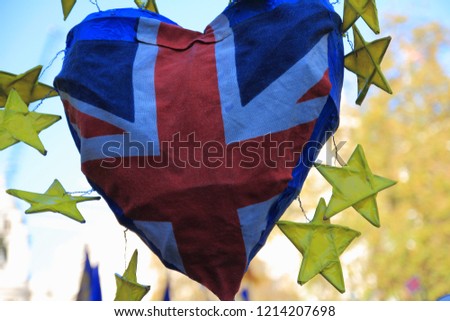 British heart and European stars symbolises friendship and unity - concept