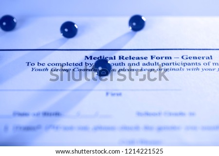 medical form recipes and  pills  on  table