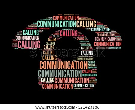 communication calling text collage Composed in the shape of telephone