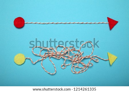 Tricky challenge concept, decision problem. Easy and soft way. Royalty-Free Stock Photo #1214261335