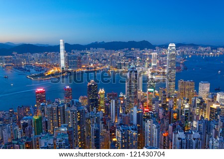 Hong Kong Island, Victoria Harbour at night