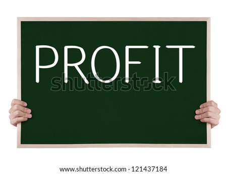 profit on blackboard with hands