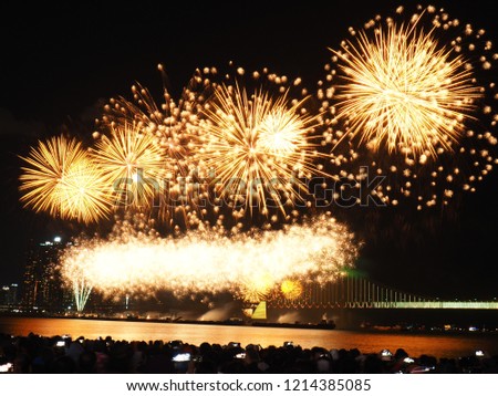 Busan fireworks festival 2018,Gwangan bridge,South Korea.