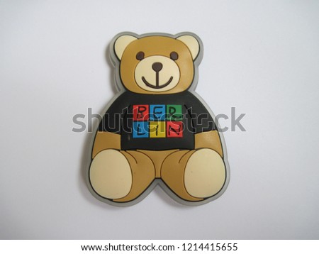 Colorful German souvenir fridge magnet from Berlin in Germany isolated on white background. Bear is a symbol of the city of Berlin. Template ready for your design. 
