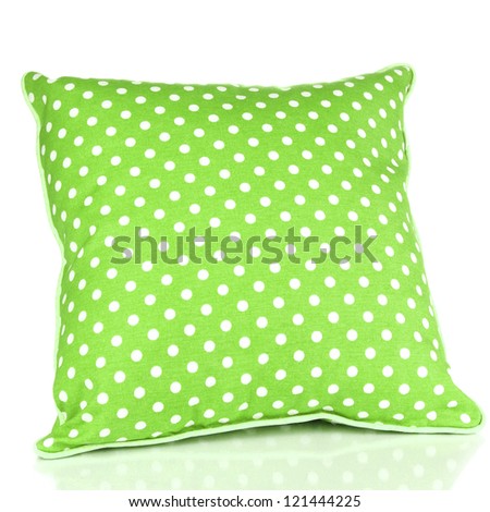 Green bright pillow isolated on white