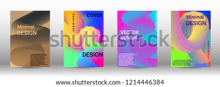  Minimum vector coverage. A set of modern abstract covers. Abstract Wave Liquid Shape. Colorful 3d Flow Design.  Modern Vector Illustration.