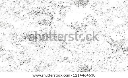 Dots and Spots of Halftone Grunge Background. Cartoon Cracked Noisy Surface Pattern Design. Faded Dyed Style Texture. Black and White Broken, Spotted Print Design Pattern.