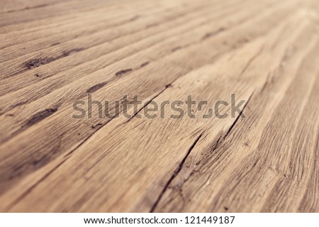 Wood Texture, Wooden Plank Grain Background, Desk in Perspective Close Up, Striped Timber, Old Table or Floor Board Royalty-Free Stock Photo #121449187