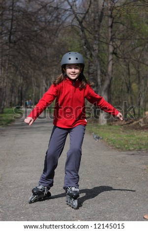 Young girl on roller blades