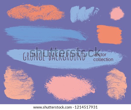 Set of colorful ink vector stains. Grunge brush collection