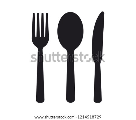 Knife, fork and spoon on white background. Vector illustration. Fork spoon knife