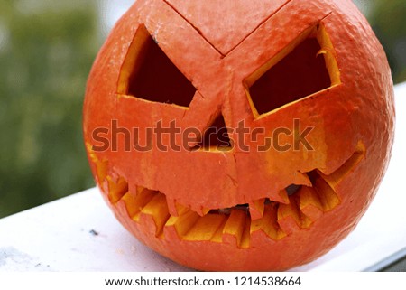 homemade orange halloween pumpkin