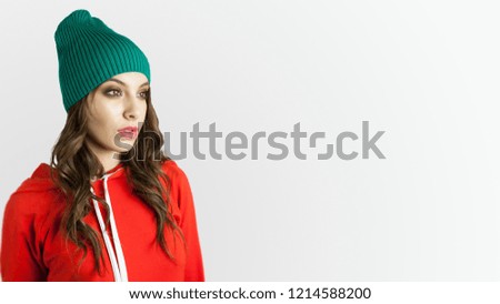 elf girl portrait on new year. christmas concept. copy space