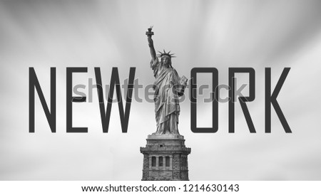The word "NEW YORK" written with Statue of Liberty as letter "Y"