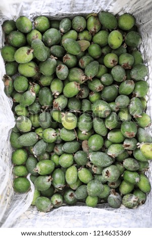 View of feijoa in box on the market