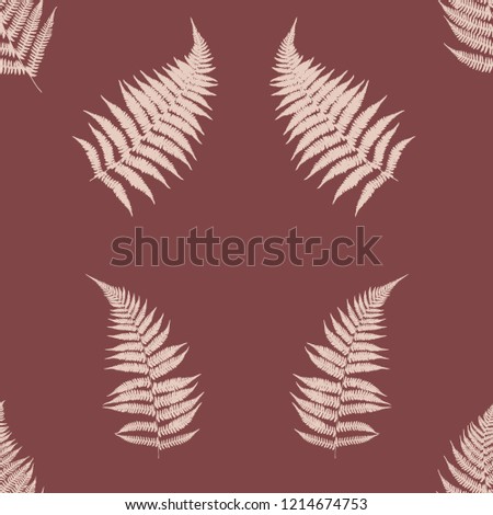 Seamless pattern with leaves of ferns. Vector illustration.