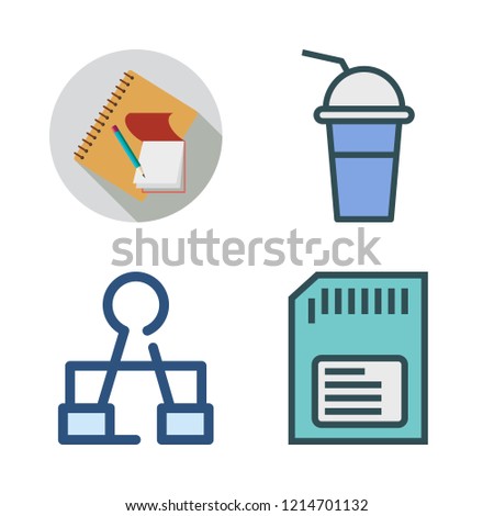 group icon set. vector set about seasoning icon, clip, memory card and school material icons set.