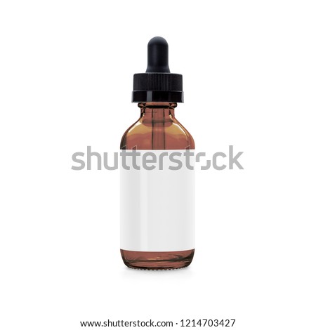 Amber tincture dropper bottle blank label isolated white background 30ml Royalty-Free Stock Photo #1214703427