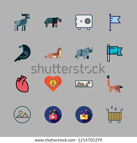 national icon set. vector set about crow, moose, weasel and flag icons set.