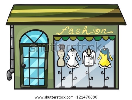 illustration of a clothing store on a white background