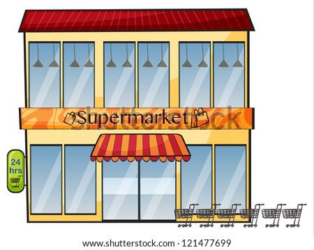 illustration of a supermarket on a white background