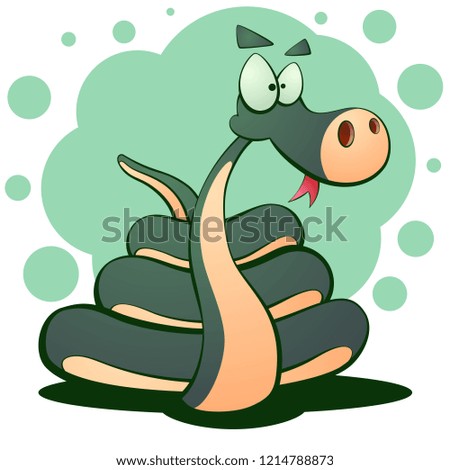 Cute snake cartoon funny illustration. Vector eps 10