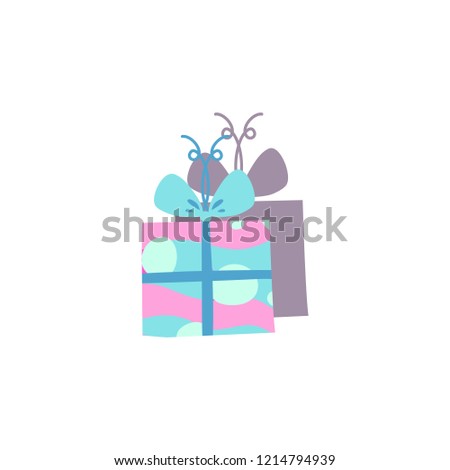 Vector illustration flat gift box. Can be used for greeting cards, stickers, promotion, banners, stickers.