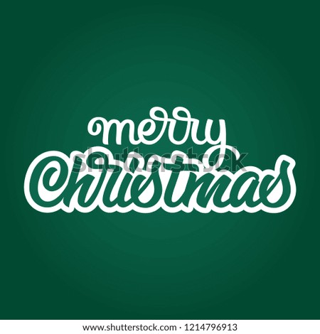 Merry Christmas, handwritten lettering, calligraphy with background for logo. Vector illustration
