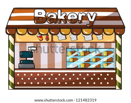 illustration of a bakery on a white background