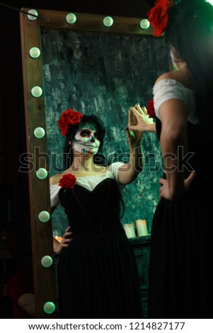 Halloween picture of woman with zombie makeup