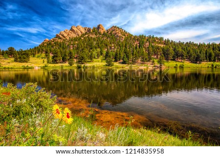 Lily Lake Reflection near Estes Park, Colorado Royalty-Free Stock Photo #1214835958