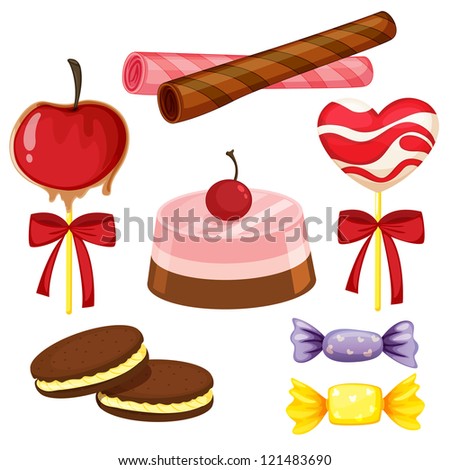 illustration of various sweets on a white background