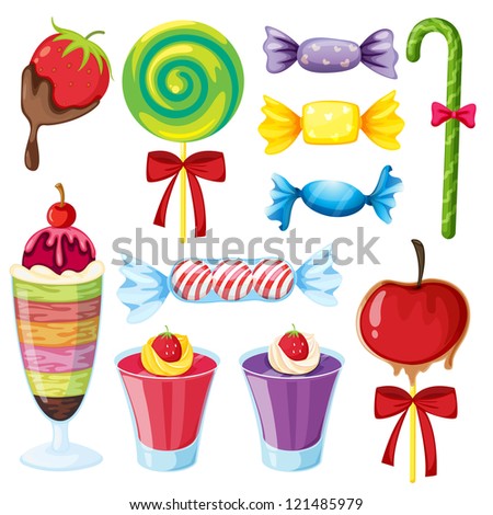 illustration of various sweets on a white background