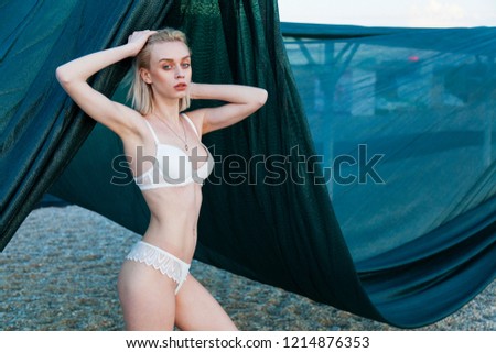 Portrait of fashionable women in underwear at the Seaside