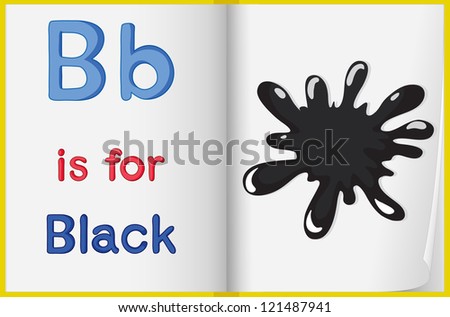 illustration of black color splash on a book on a white background