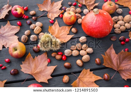 decoration with a pumpkin on a wooden table