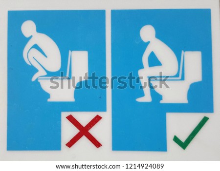 Toilet sign in the toilet
